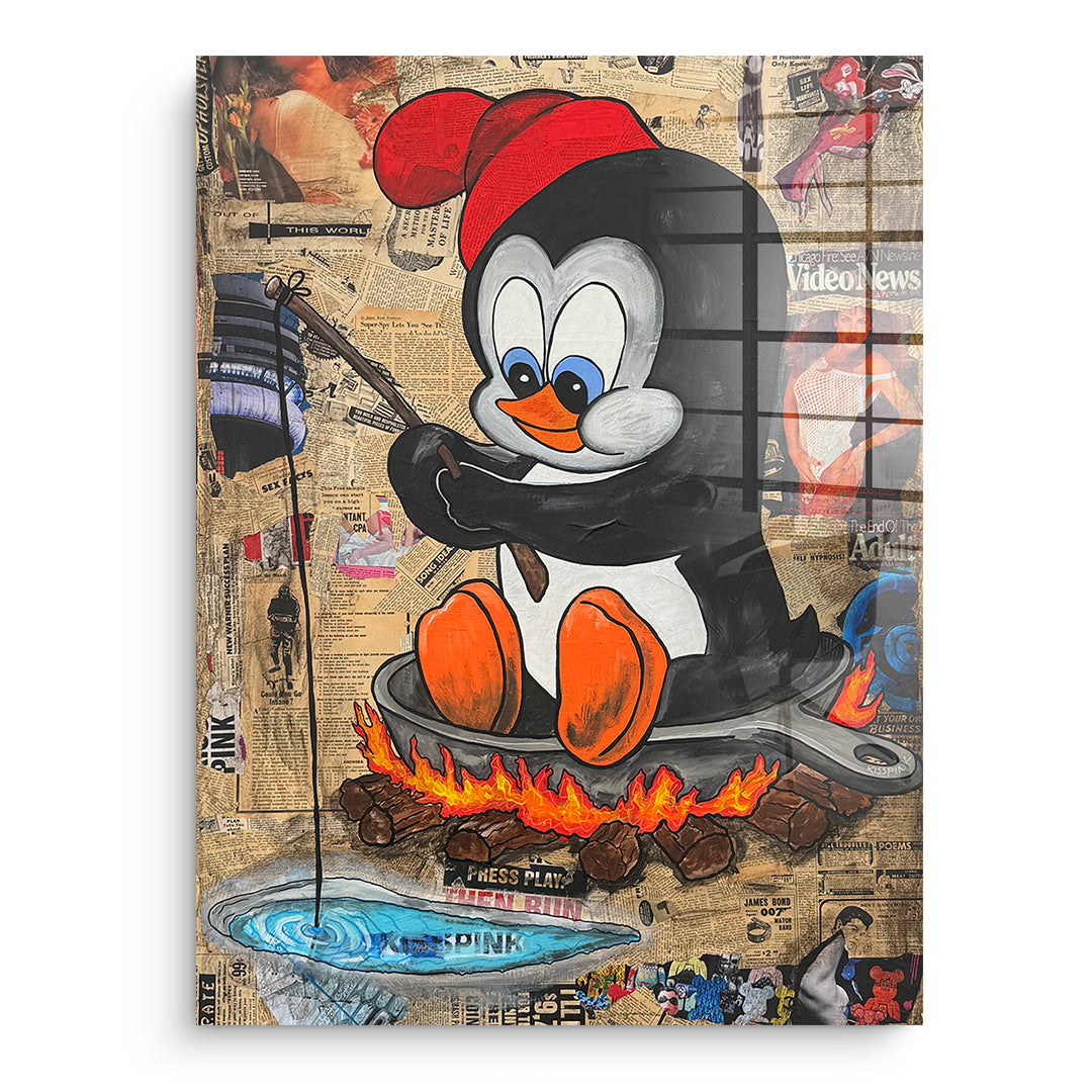 DOTCOMCANVAS Acrylglasbild Hot Pan Penguin ohne Rahmen