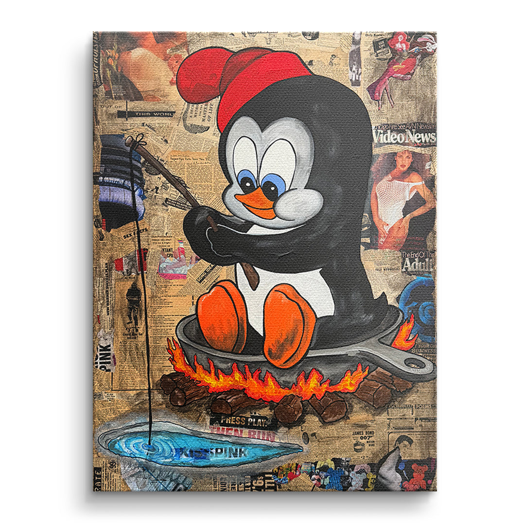DOTCOMCANVAS Leinwandbild Hot Pan Penguin ohne Rahmen