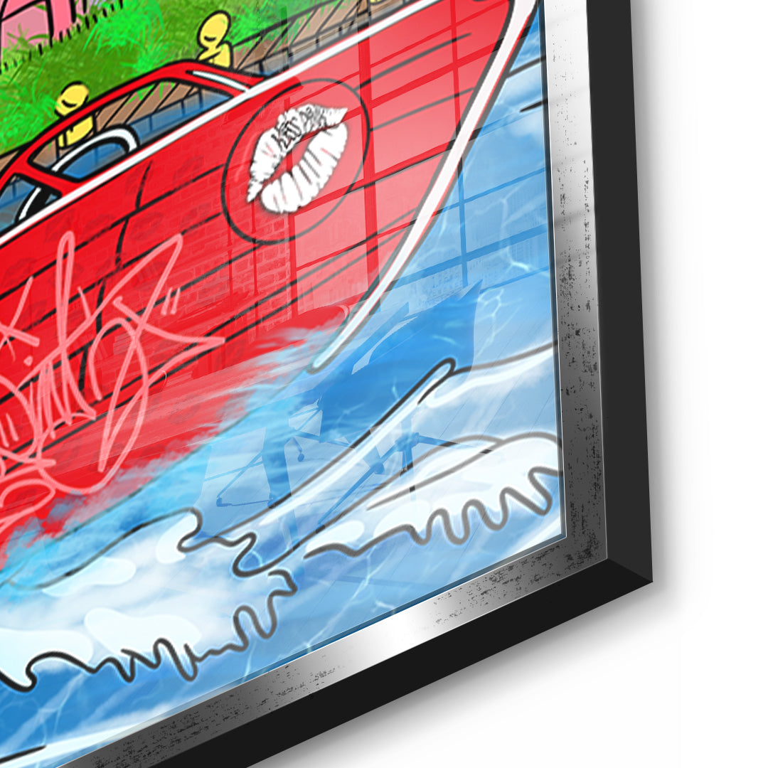 Detailaufnahme des 5mm Acrylglases, Miami Water Life im silbernen Rahmen