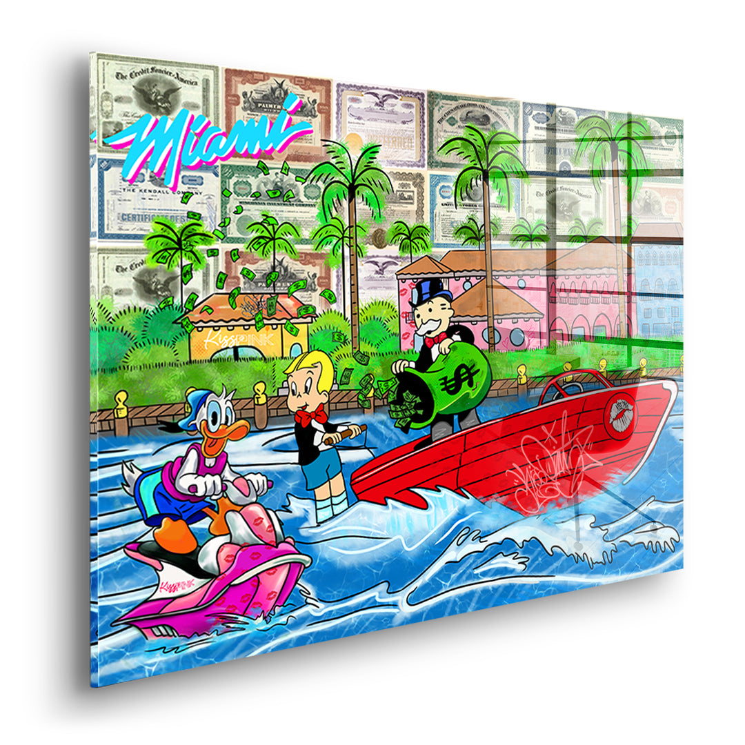 Seitenansicht des Acrylglasbilds Miami Water Life ohne Rahmen