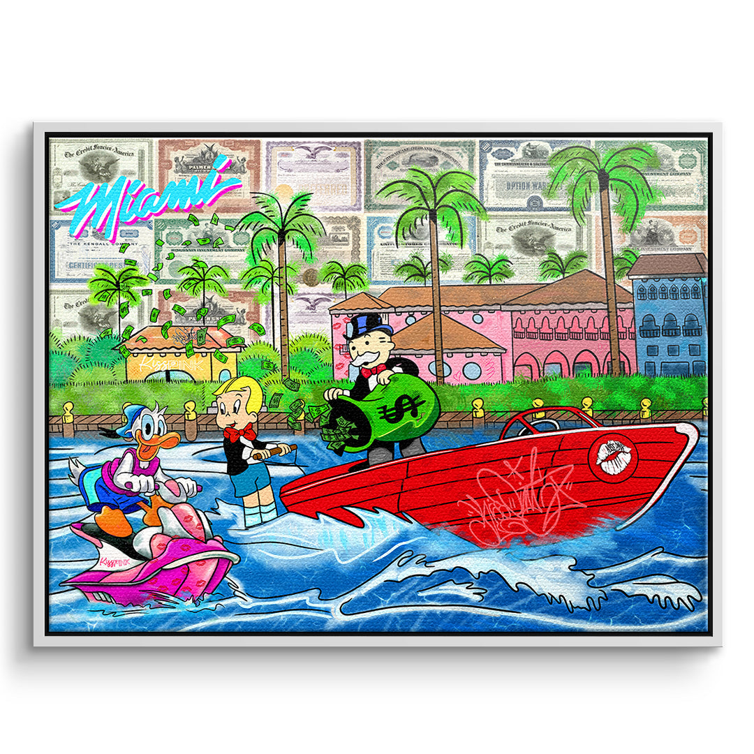 DOTCOMCANVAS Leinwandbild Miami Water Life im weißen Premium-Rahmen