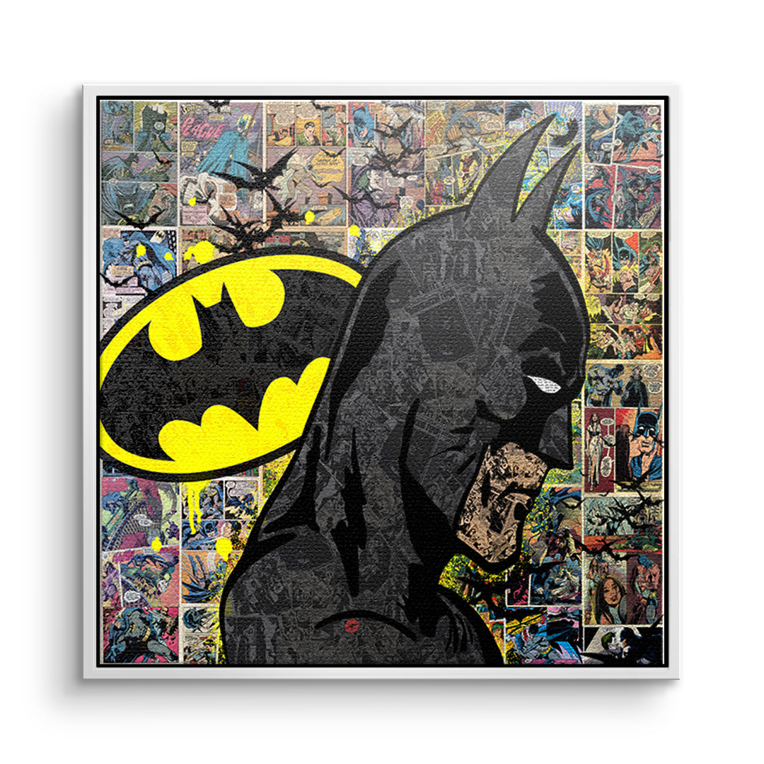 DOTCOMCANVAS Leinwandbild Comic Night Hero im weißen Premium-Rahmen