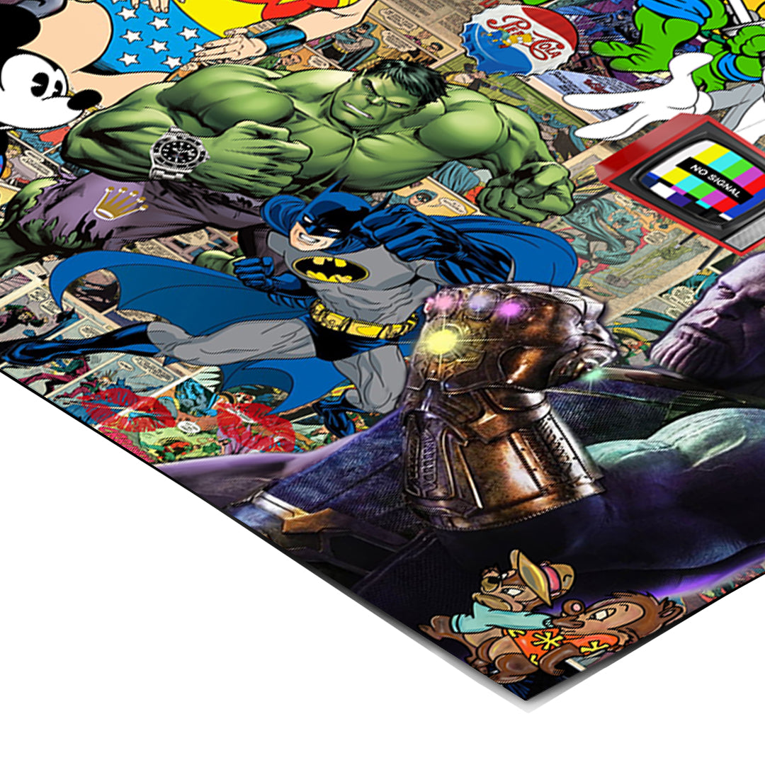 Eckdetail des Posters Superhero Collage