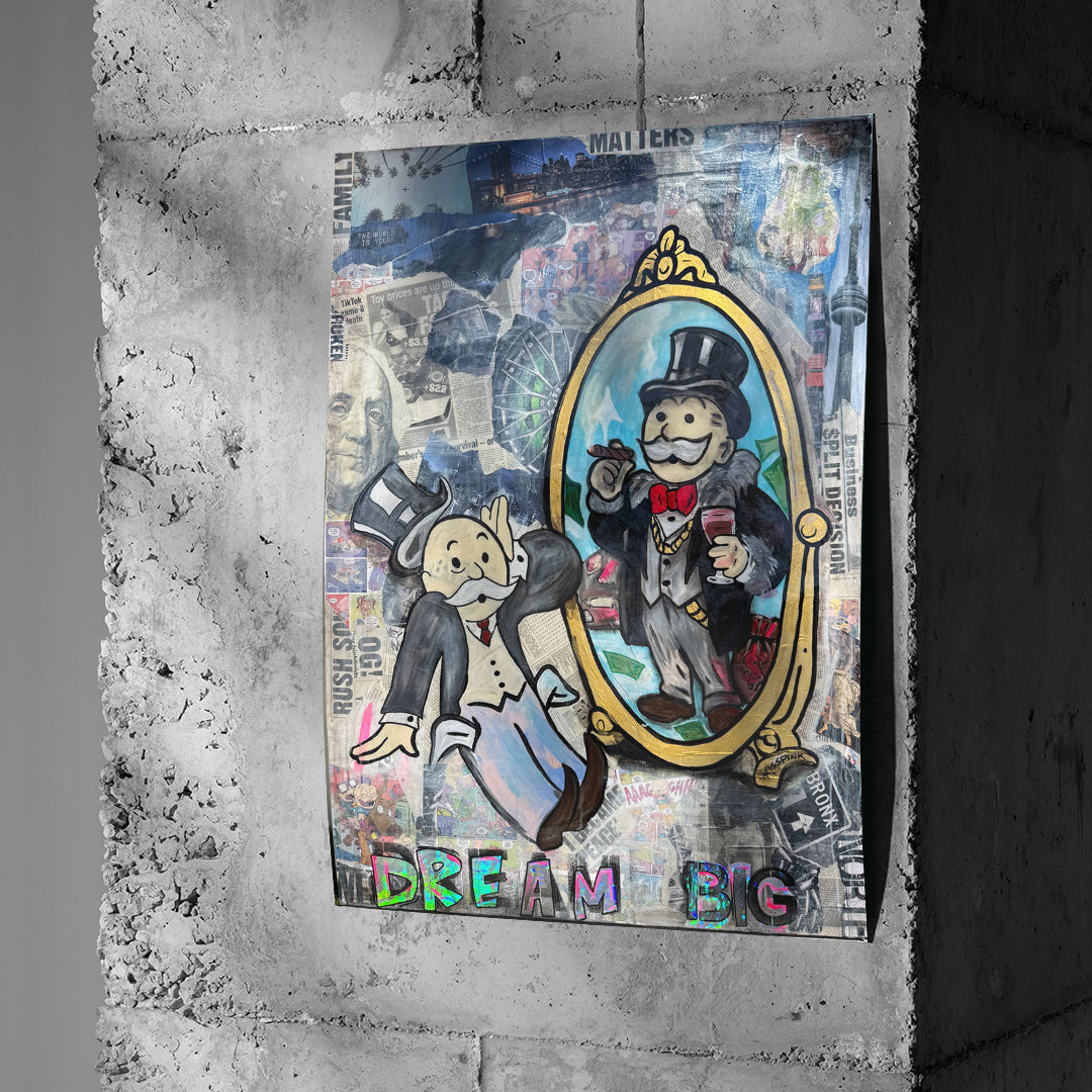 Poster Dream Big Real an einer Betonwand