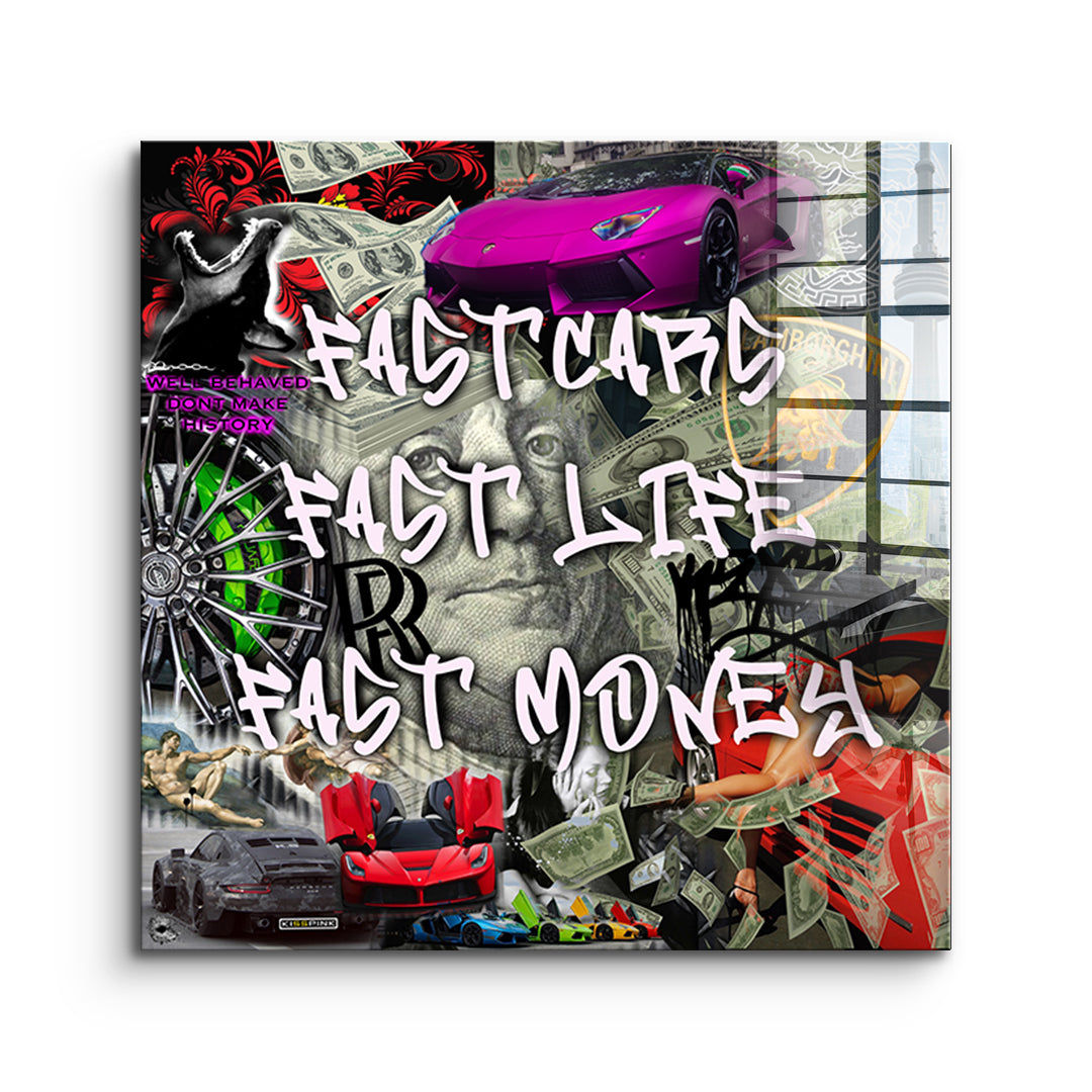 DOTCOMCANVAS Acrylglasbild Fast Life ohne Rahmen
