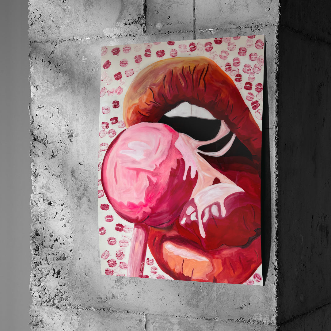 Poster Lollipop an einer Betonwand
