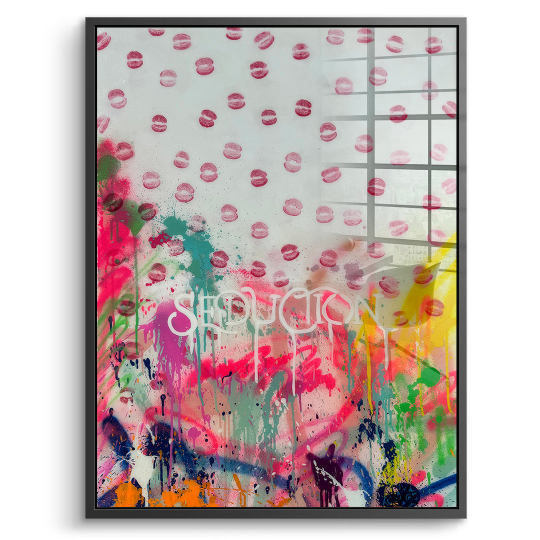 DOTCOMCANVAS Acrylglasbild Seduction Kisses im schwarzen Premium-Rahmen