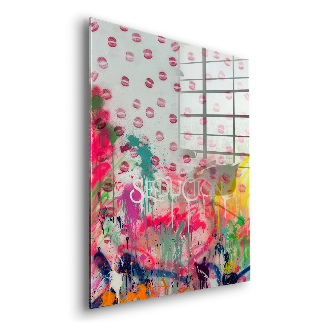 Seitenansicht des Acrylglasbilds Seduction Kisses ohne Rahmen