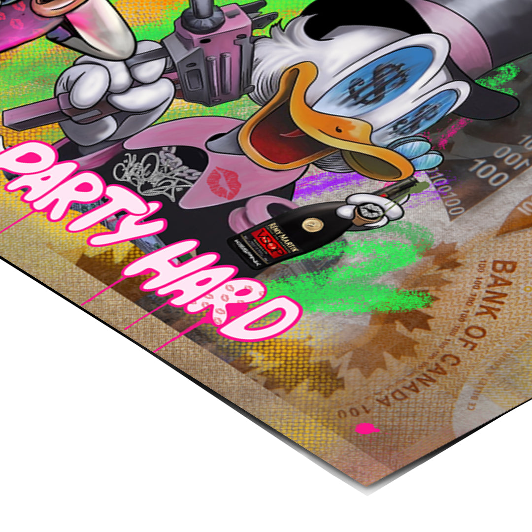 Eckdetail des Posters Work Hard Party Hard