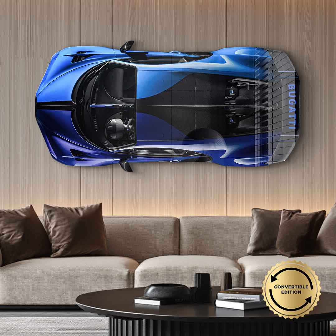 Rzeźba ścienna Bugatti Bolide – szkło akrylowe