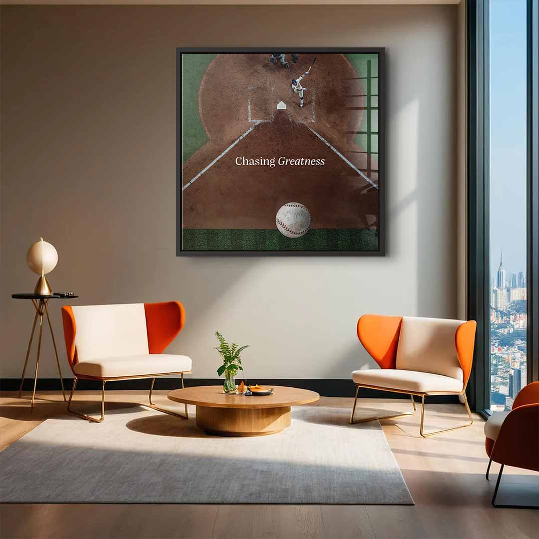 W pogoni za wielkością #Baseball – edycja kwadratowa – obraz akrylowy