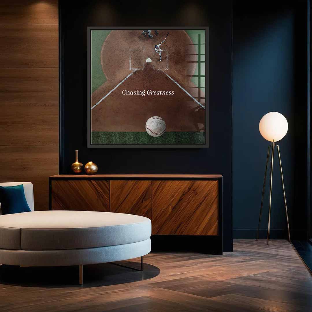W pogoni za wielkością #Baseball – edycja kwadratowa – obraz akrylowy