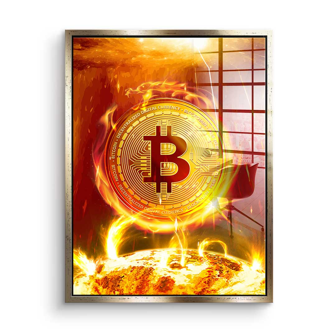 Bitcoin on Fire - Acrylglas