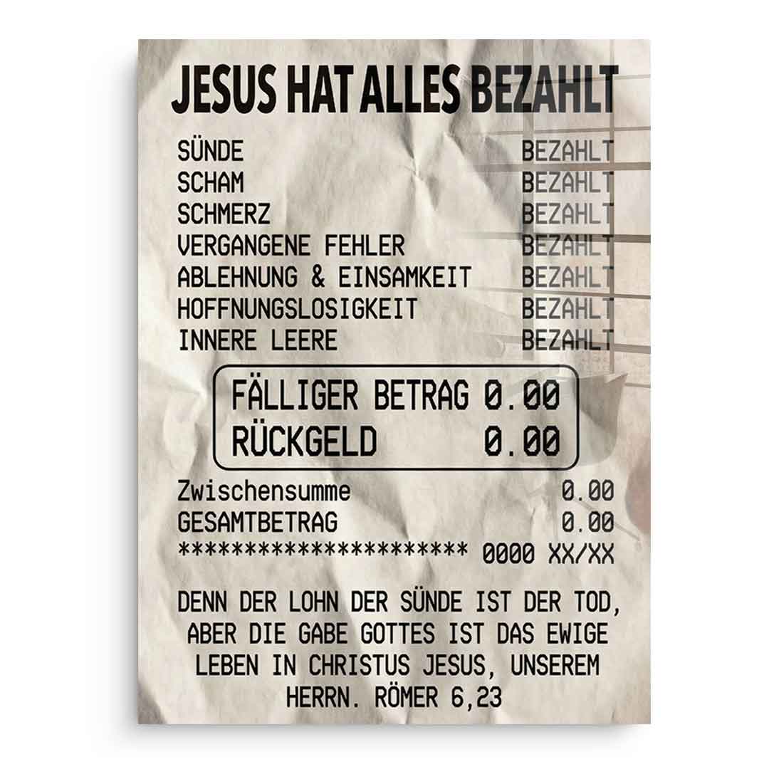 Jesus Paid It All - Acrylic Glass