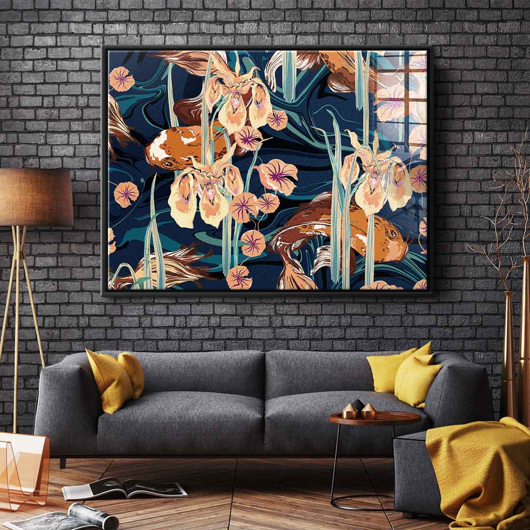 Koi Flower Spin - Acrylglas