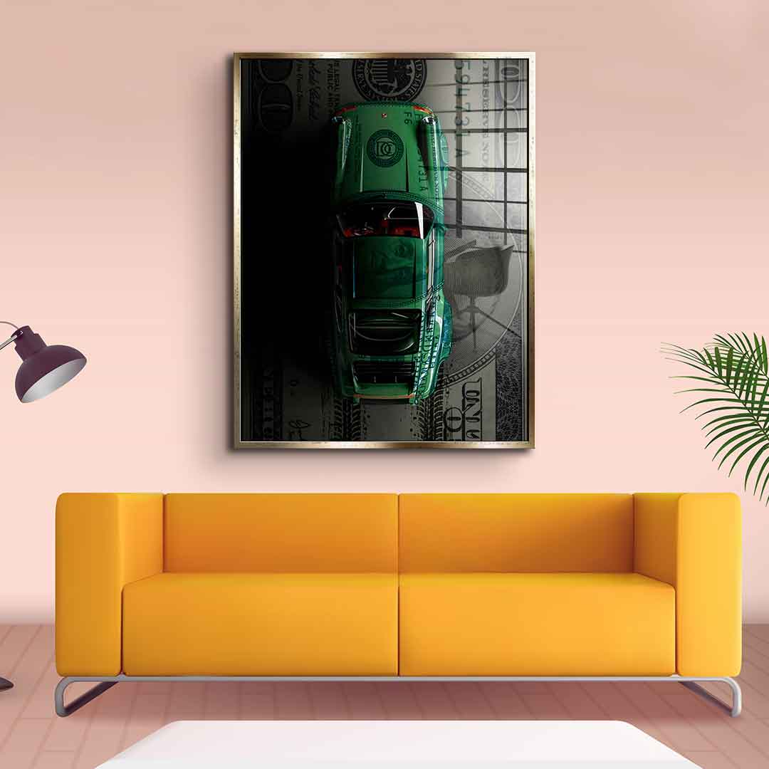 Green Dollar Car - szkło akrylowe