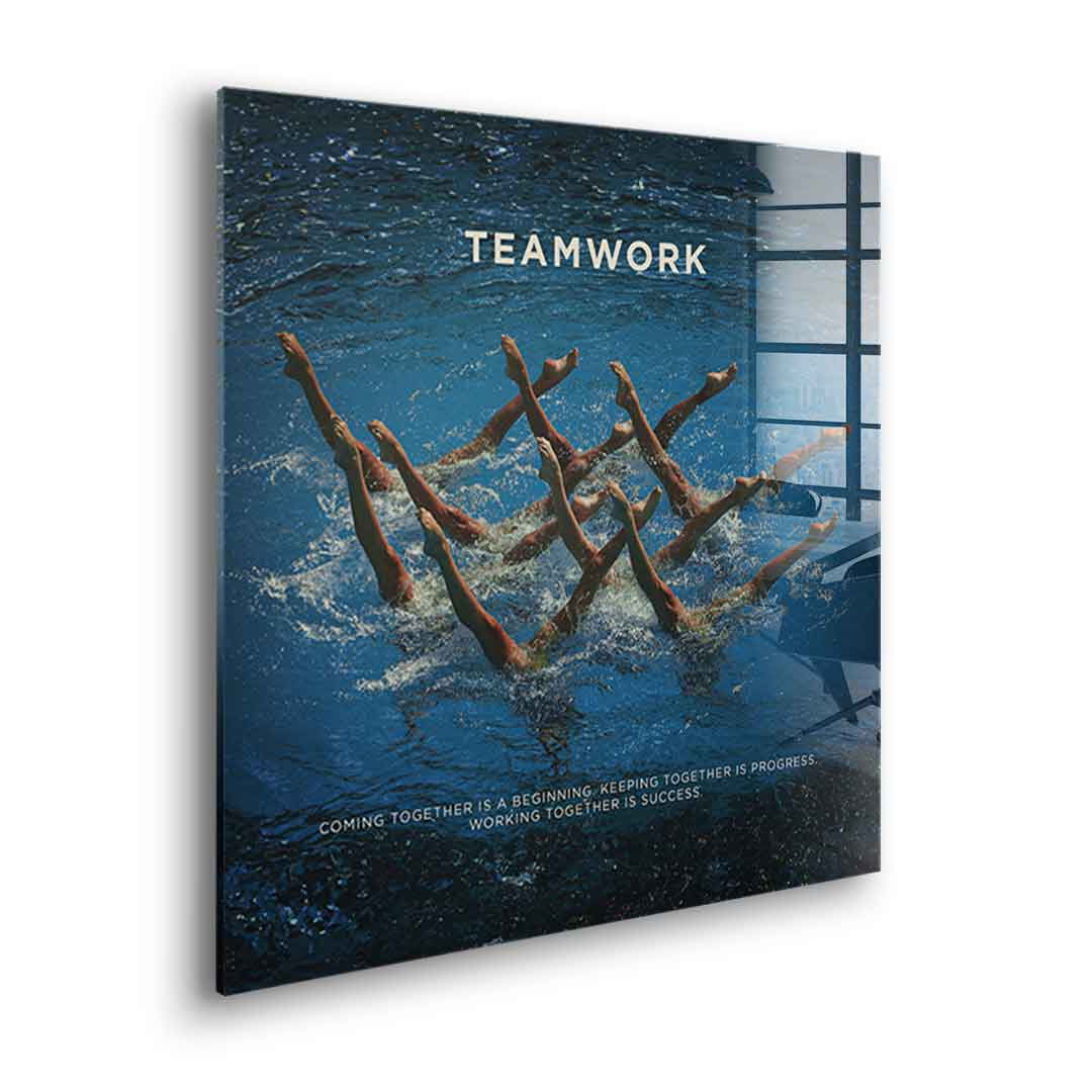 Teamwork #Schwimmen - Quadrat Edition - Acrylglas
