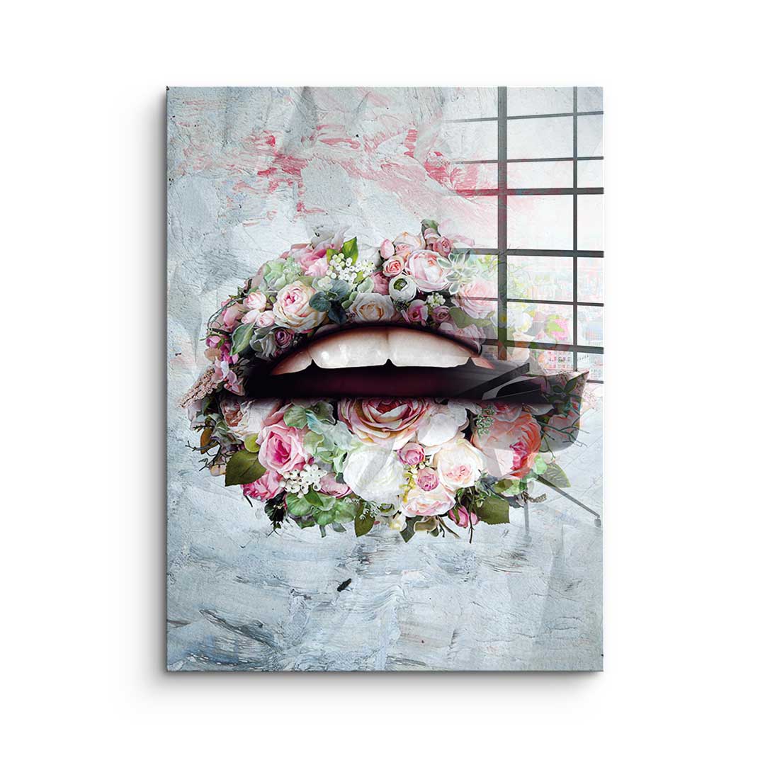 Lips &amp; Flowers - Acrylic glass