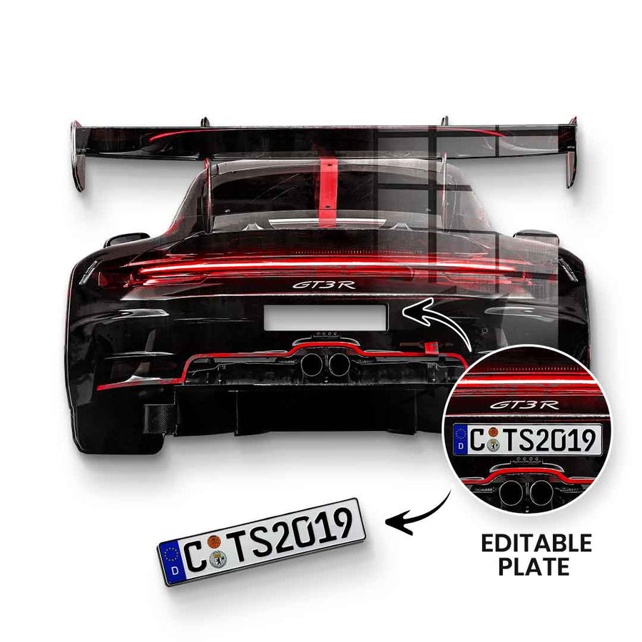Rzeźba ścienna Porsche tył - Szkło akrylowe - Z możliwością personalizacji