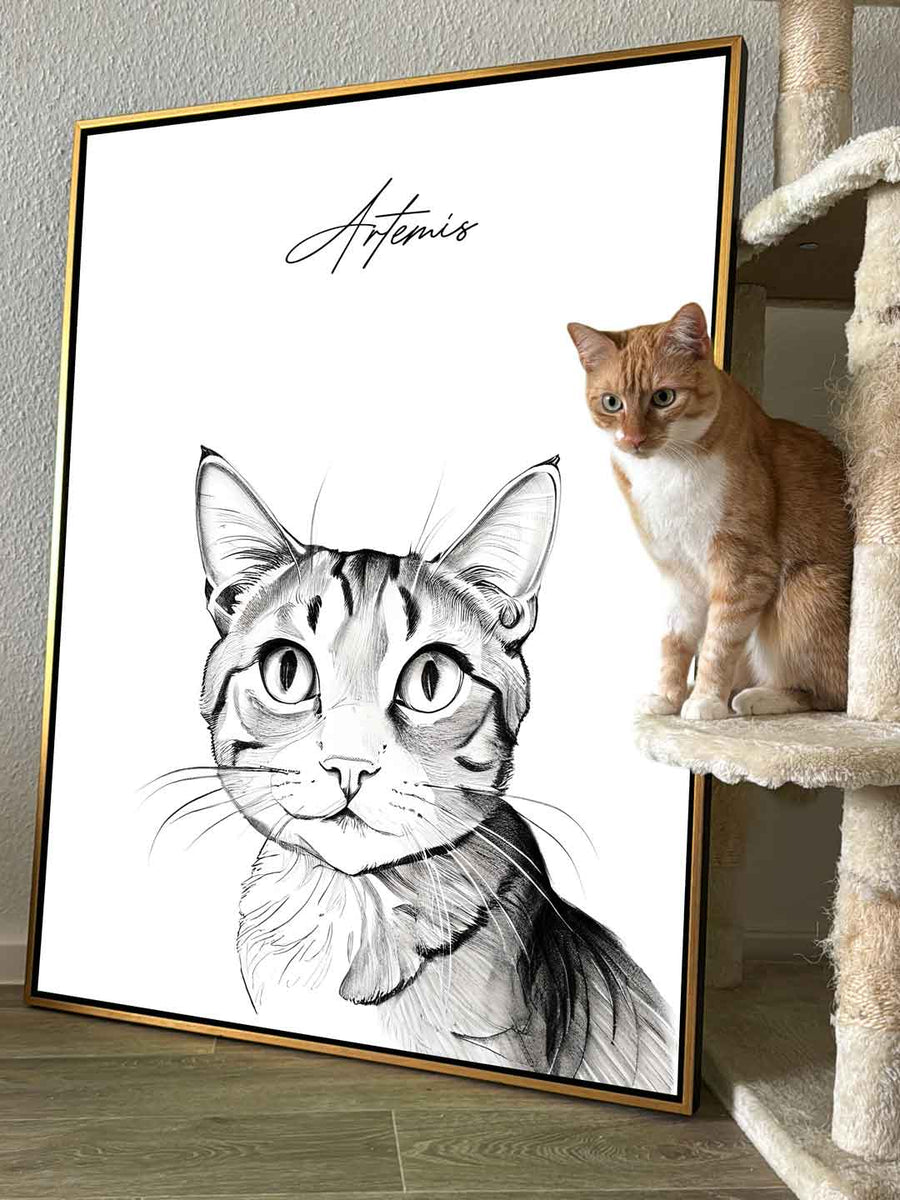 Bleistift Zeichnung Haustier Portait Personalisierbar
