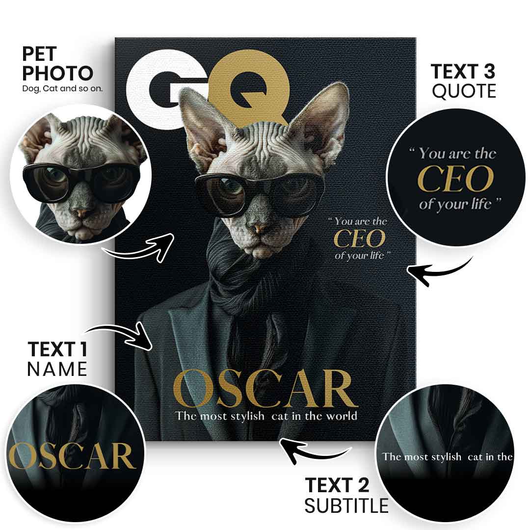 GQ Magazine Pet Portrait Customizable