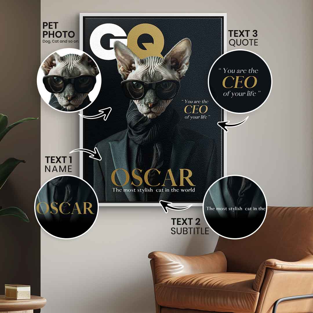GQ Magazine Pet Portrait Customizable