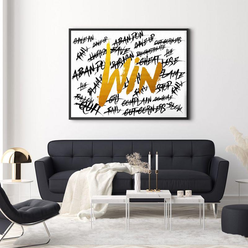 Motivationswandbild Poster büro weiß gold Win