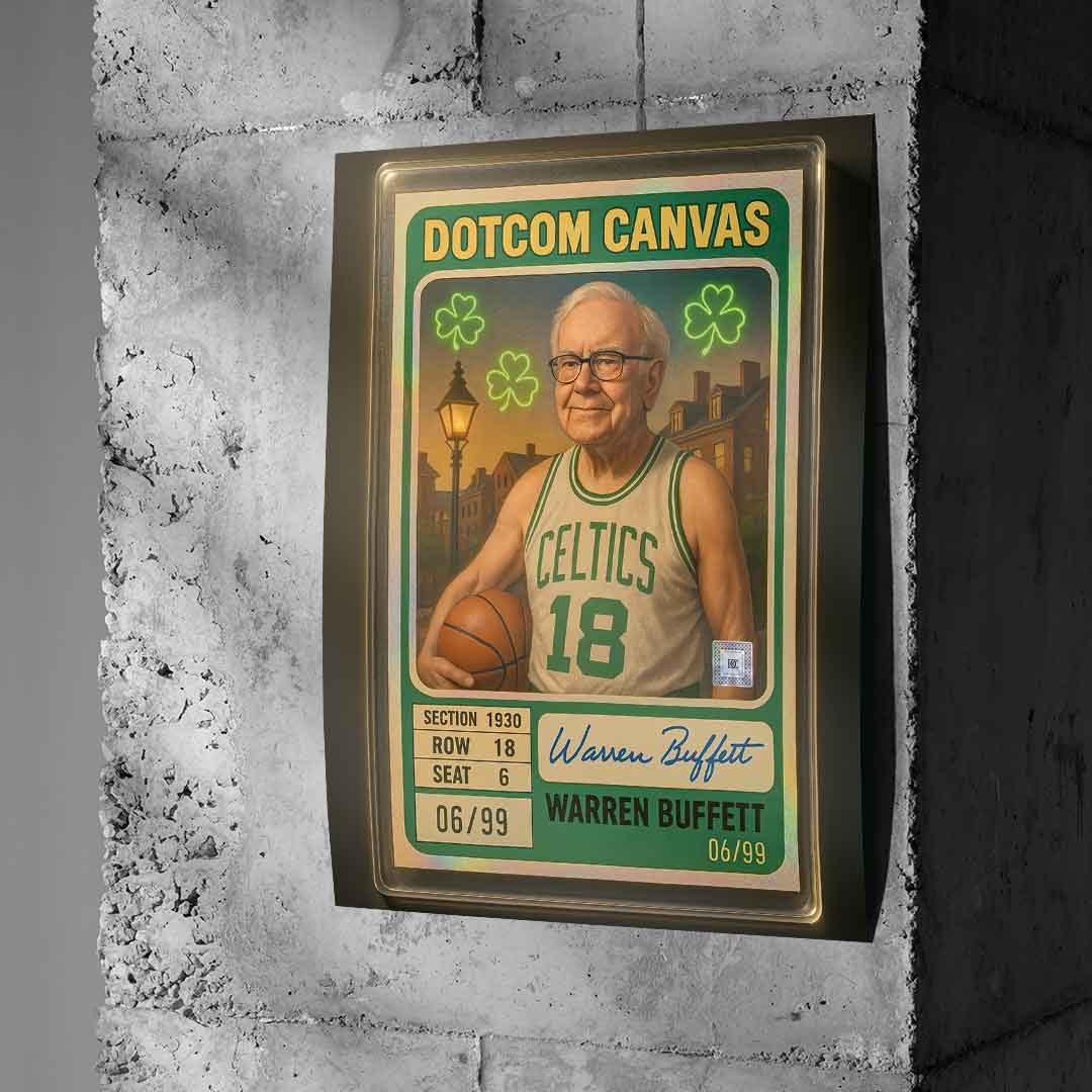 DOTCOMCANVAS Warren Buffett Basketball Card Poster - Beton-Wall-Vertical