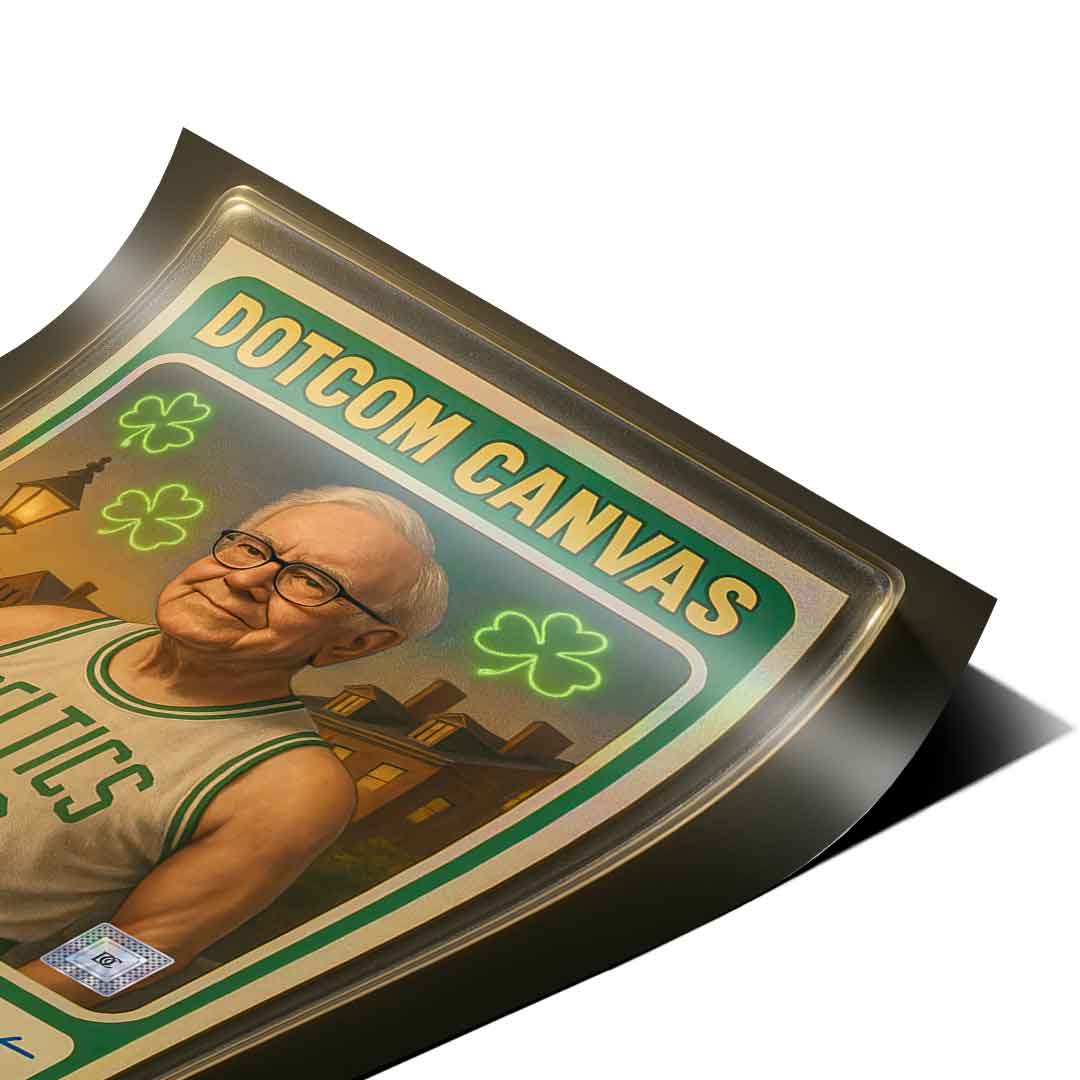 DOTCOMCANVAS Warren Buffett Basketball Card Poster - Corner-Detail-Vertical-2