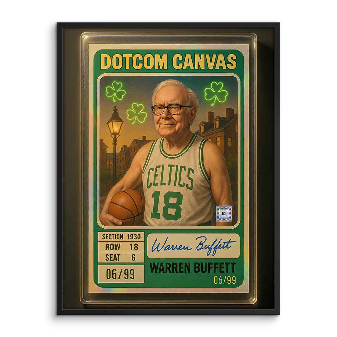 DOTCOMCANVAS Warren Buffett Basketball Card Poster - Frame-Vertical-Front