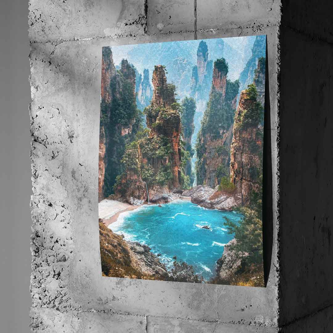 Sea in Hills - Poster