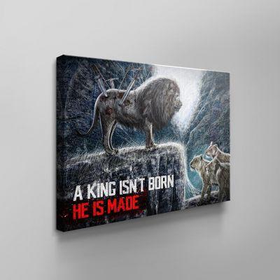 Wandbild Motivation Löwe A King is not born he is made