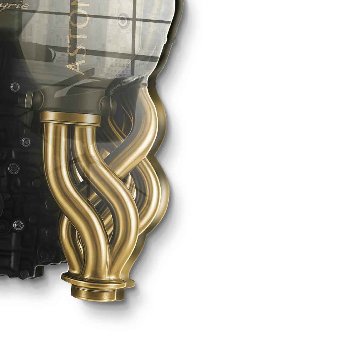 Wall sculpture Aston Martin Engine - gold leaf