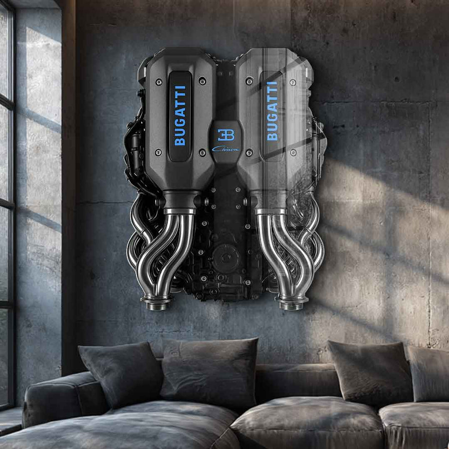 Rzeźba ścienna Silnik Bugatti - Szkło akrylowe