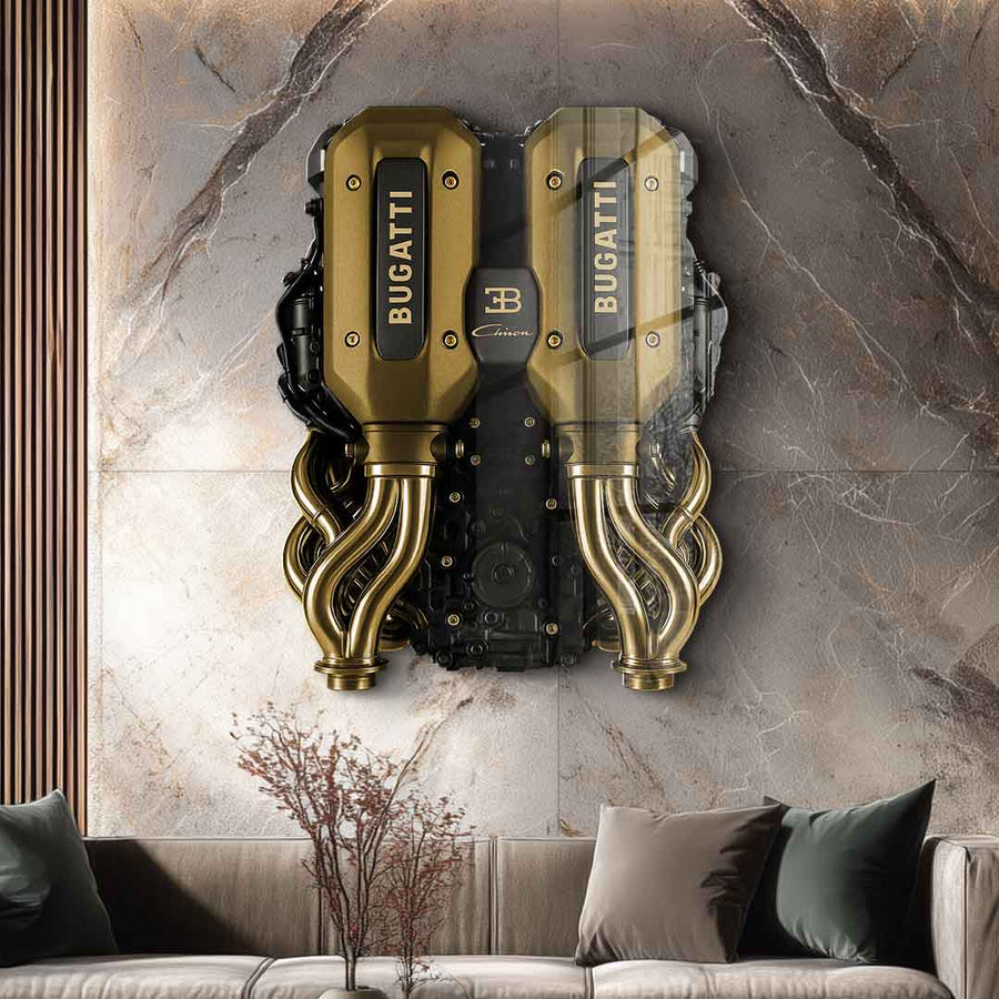 Wandskulptur Bugatti Engine - Blattgold