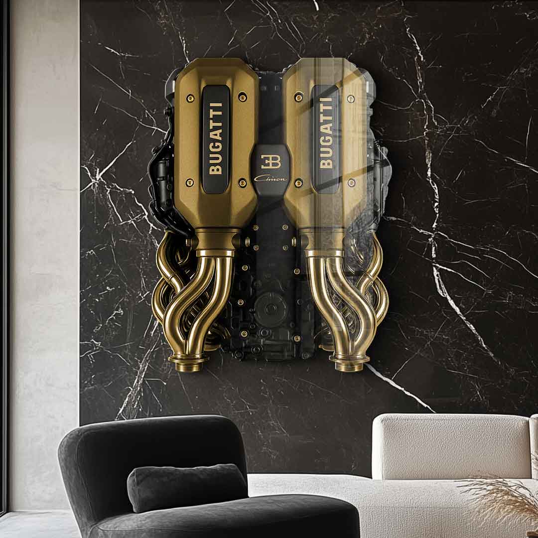 Wandskulptur Bugatti Engine - Blattgold