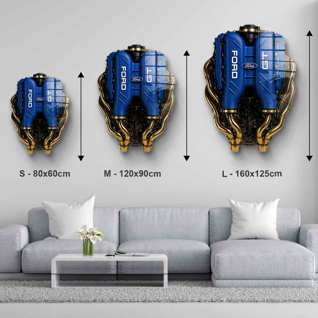Wandskulptur Ford GT Engine - Blattgold