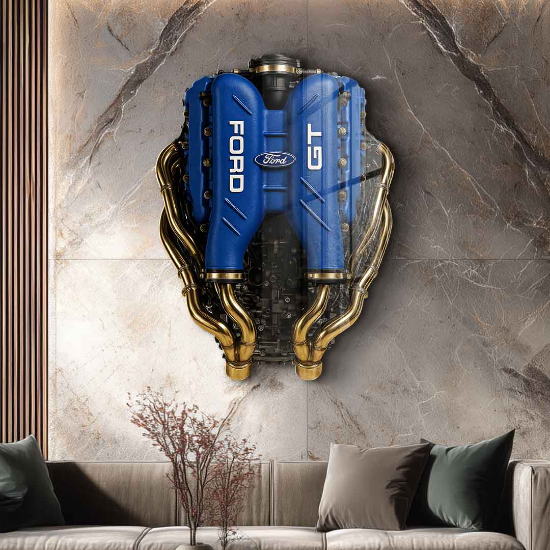 Wandskulptur Ford GT Engine - Blattgold