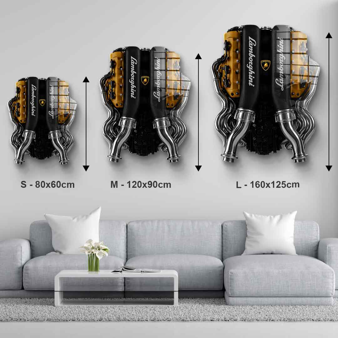 Wall sculpture Lamborghini Engine - Acrylic glass
