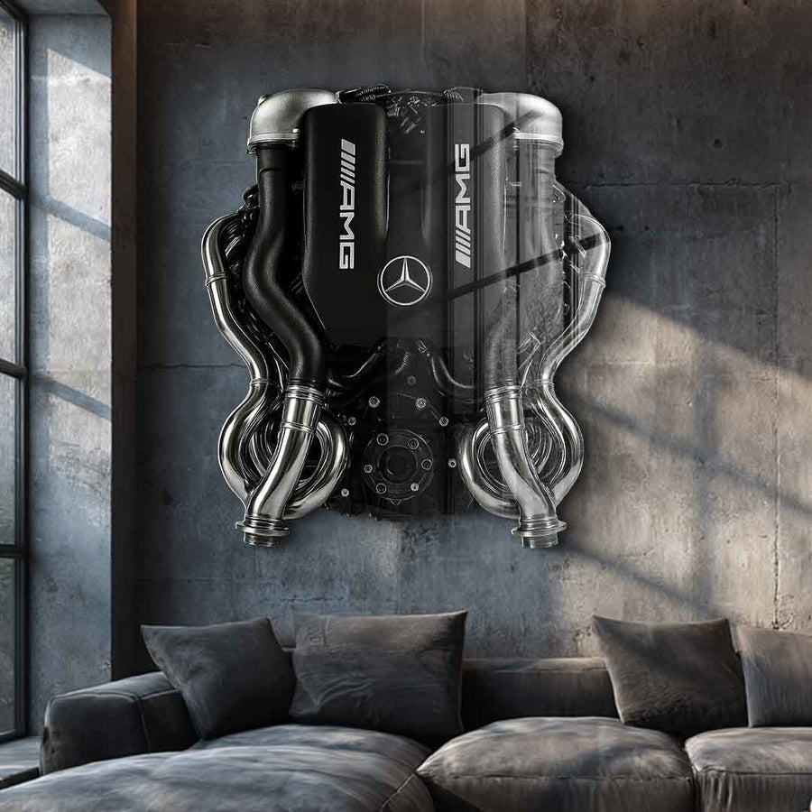 Rzeźba ścienna Silnik Mercedes V8 - szkło akrylowe