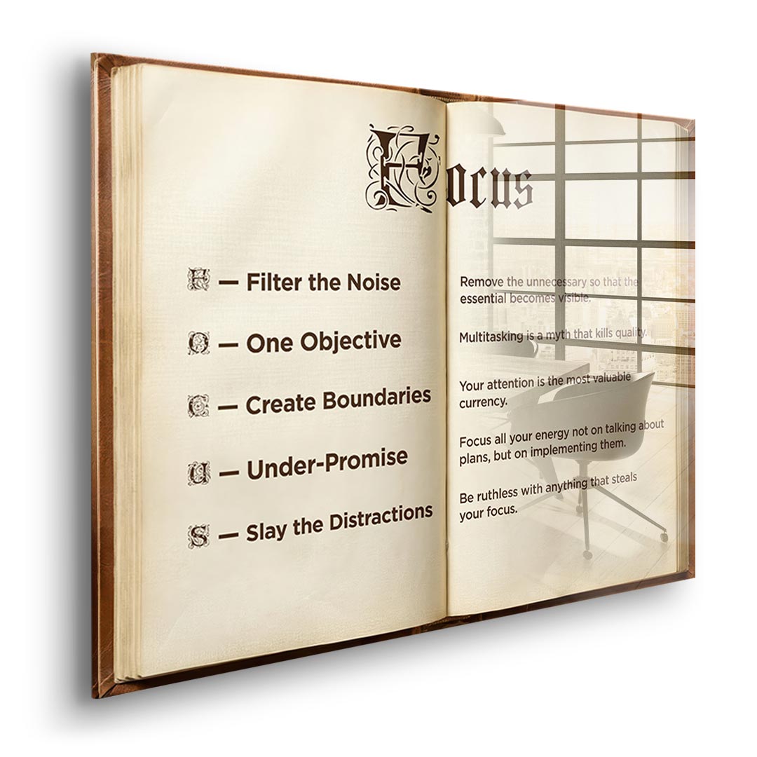 DOTCOMCANVAS® Focus book Acrylglasbild – Seitenansicht ohne Rahmen