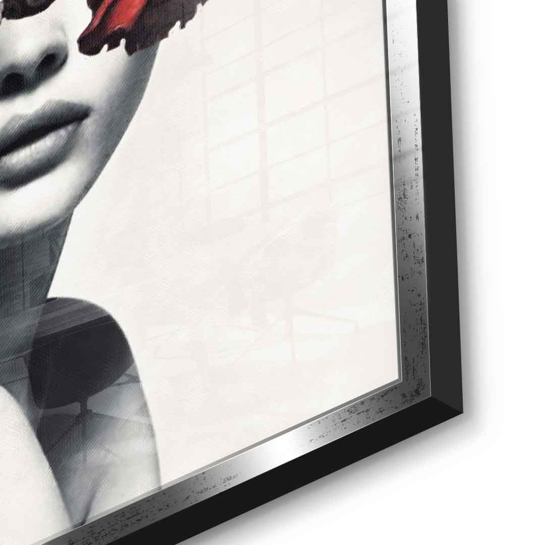 DOTCOMCANVAS® Elegance 101 Acrylglasbild – Detailansicht silberner Rahmen