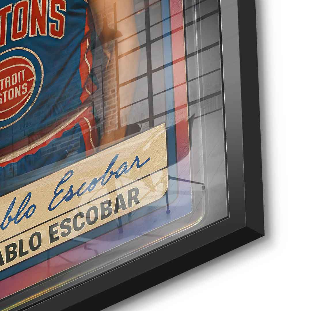 DOTCOMCANVAS Pablo Escobar Basketball Card Acrylglasbild Pop Art Schwarz Detailansicht