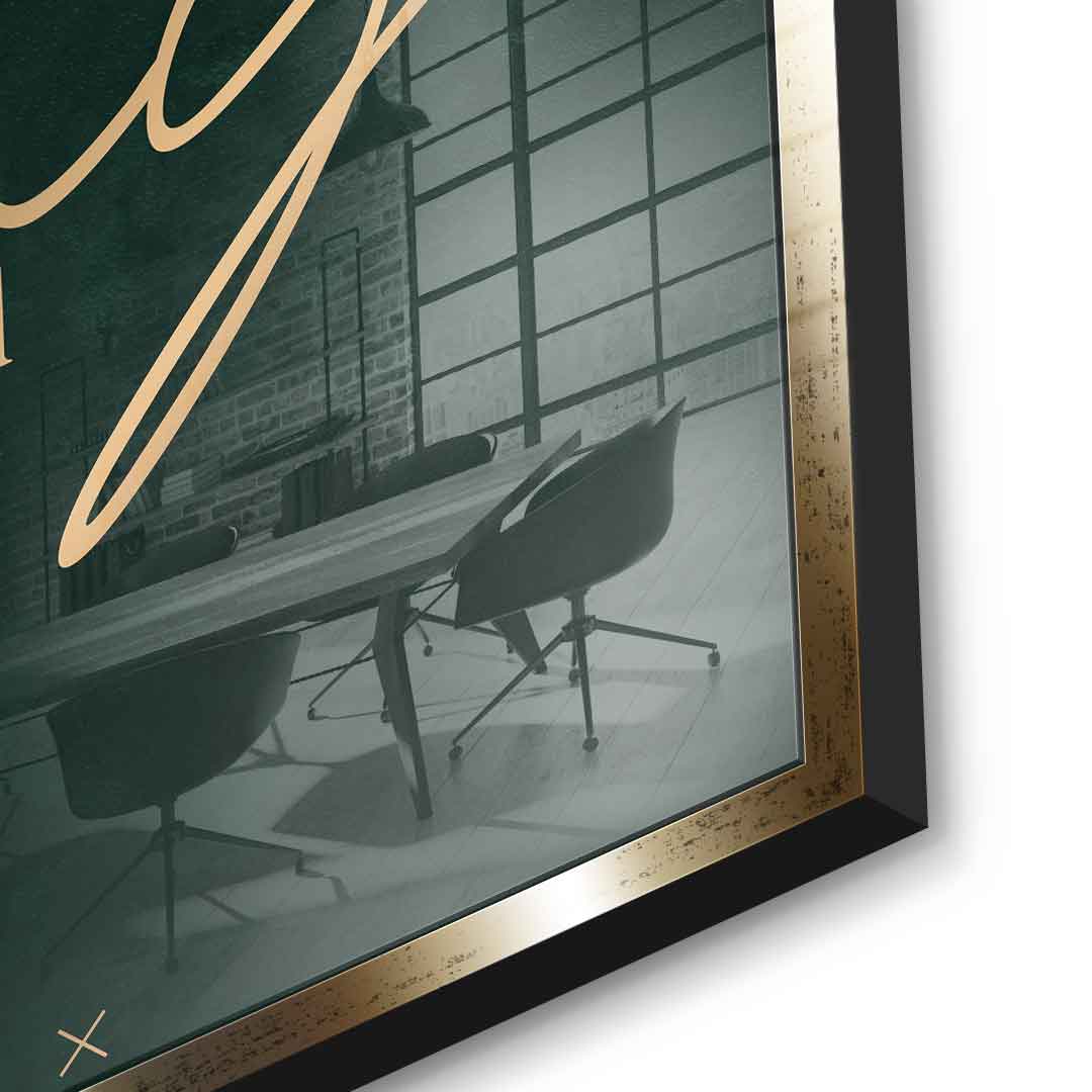 Remember WHY Acrylglasbild Detailaufnahme goldener Rahmen