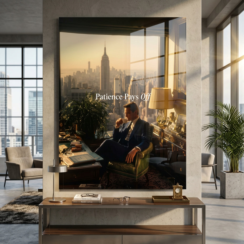 Patience Pays Off Acrylglasbild Wohnzimmer Wandbild Old Money Manhattan