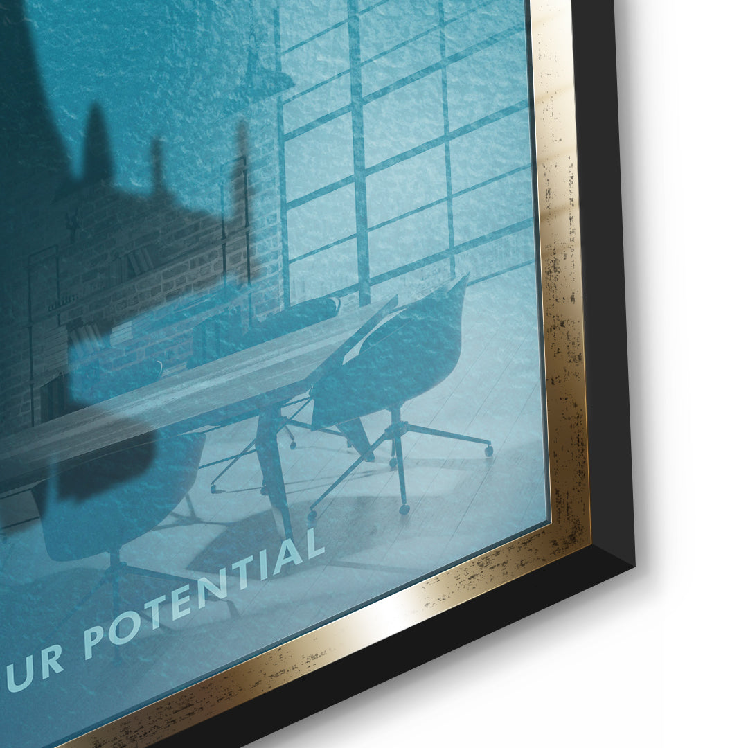 DOTCOMCANVAS Unlock Your Potential Acrylglasbild Detailansicht goldener Rahmen
