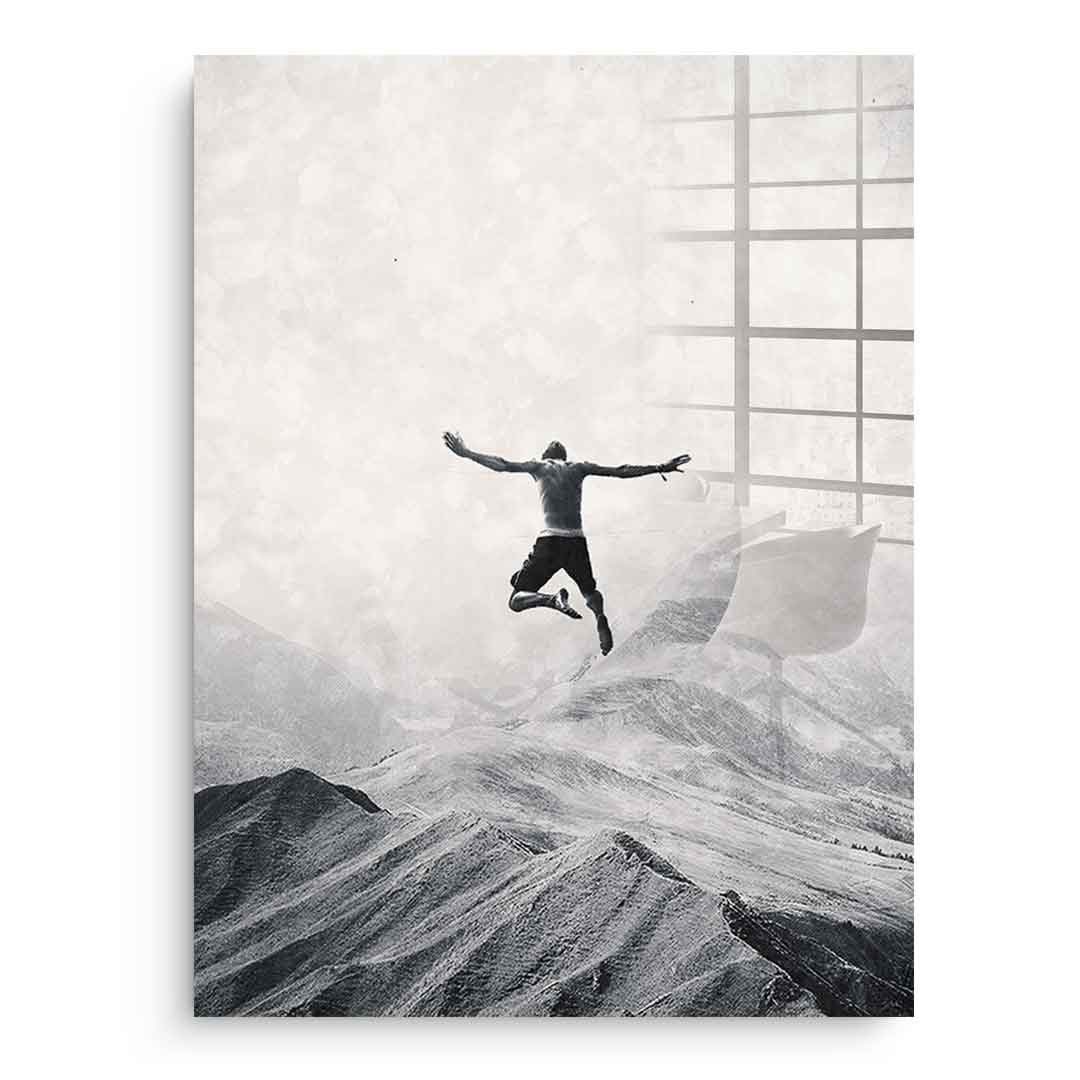 DOTCOMCANVAS® Jump in with both feet Acrylglasbild – Vorderansicht ohne Rahmen