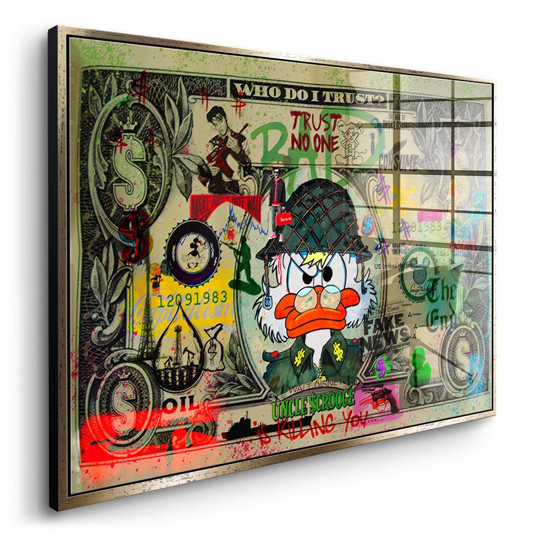 DOTCOMCANVAS TRUST NO ONE Acrylglasbild Seitenansicht Gold