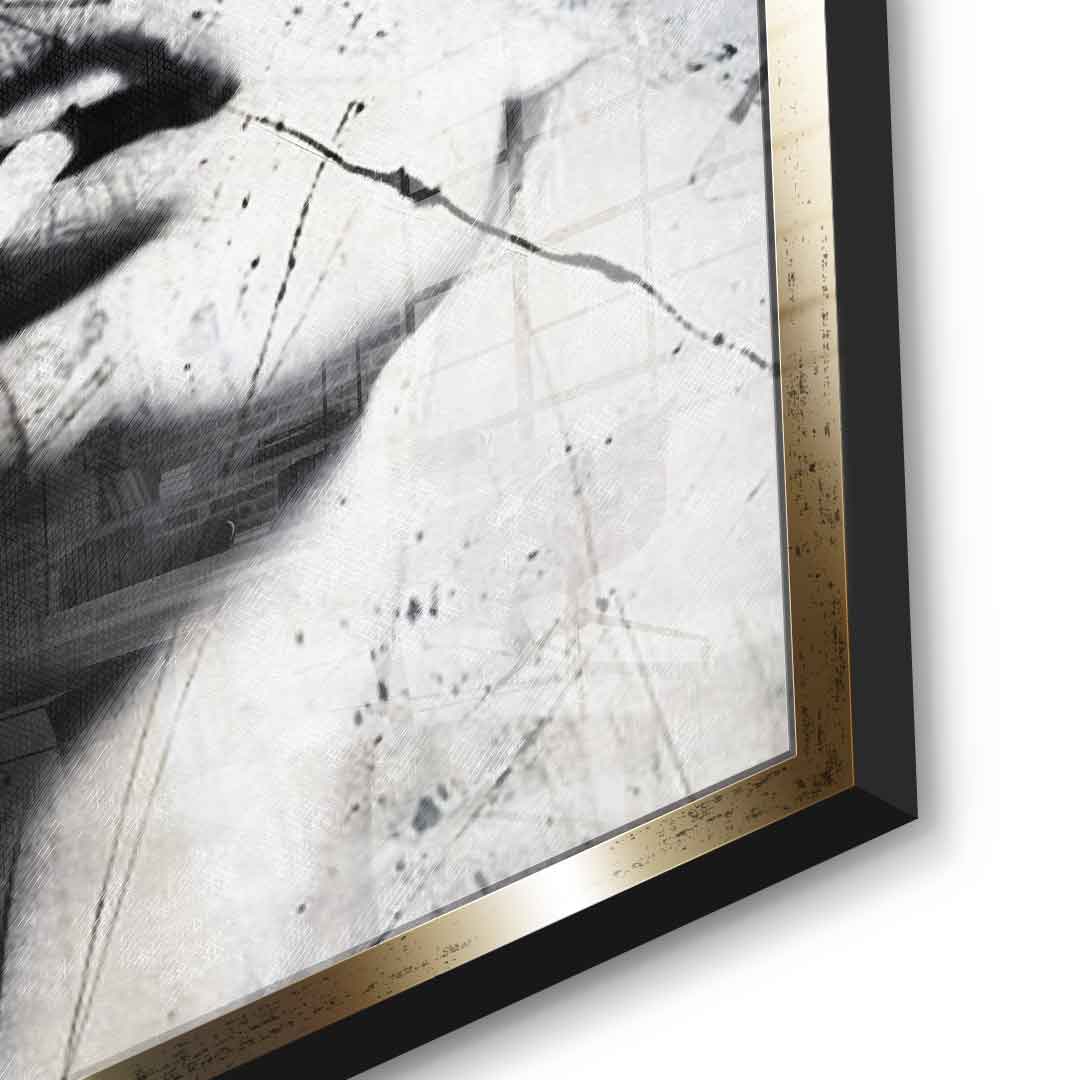 DOTCOMCANVAS® Abstract obsession Acrylglasbild – Detailansicht goldener Rahmen