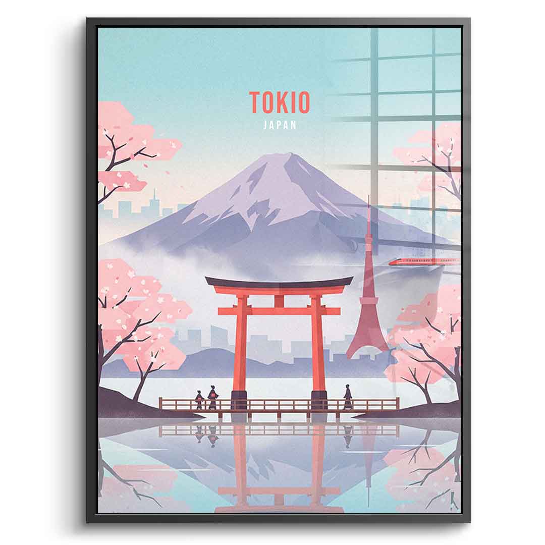 DOTCOMCANVAS Tokyo Acrylglasbild Vorderansicht mit schwarzem Rahmen